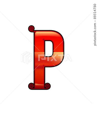 Decorative orange red vintage letter. Decorative orange red vintage letter. 89314780