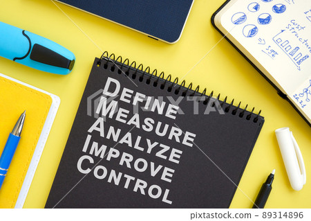 Open notepad with DMAIC Methodology and pen. 89314896