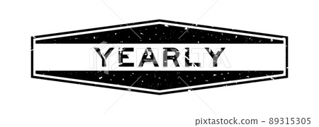 Grunge black yearly word hexagon rubber seal stamp on white background Grunge black yearly word hexagon rubber seal stamp on white background 89315305