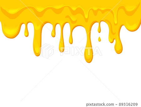 Flowing Melted cheese isolated on white background. Processed cheese wallpaper .Borders of a vector cartoon of hot cheddar, parmesan. 89316209