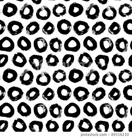 Hand drawn grunge circles vector seamless pattern. 89316210