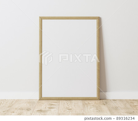 Blank Vertical wooden frame on wooden floor with white wall, 3:4 ratio, 30x40 cm, 18x24 inches, poster frame mock up, 3d rendering Blank Vertical wooden frame on wooden floor with white wall, 3:4 ratio, 30x40 cm, 18x24 inches, poster frame mock up, 3d rendering 89316234