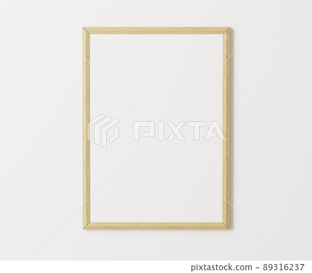 Wooden frame mockup on white wall, 3:4 ratio, 30x40 cm, 18x24". empty poster frame mock up,. 3d rendering 89316237