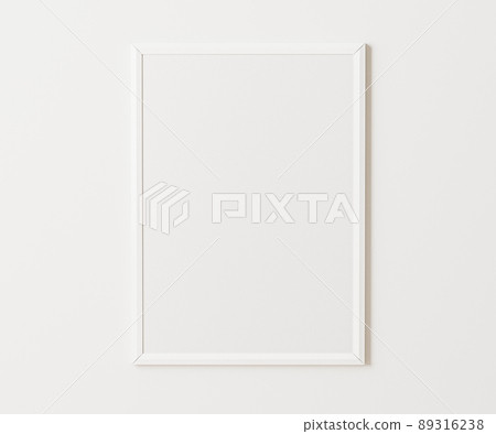 White frame mockup on white wall, 3:4 ratio, 30x40 cm, 18x24". empty poster frame mock up,. 3d rendering 89316238