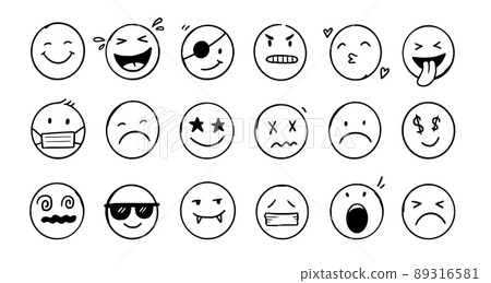 Doodle Emoji face icon set 89316581