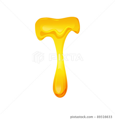 Flowing yellow viscous liquid. Lemon jelly or honey drops. Vector illustration on a white isolated background. Flowing yellow viscous liquid. Lemon jelly or honey drops. Vector illustration on a white isolated background. 89316633