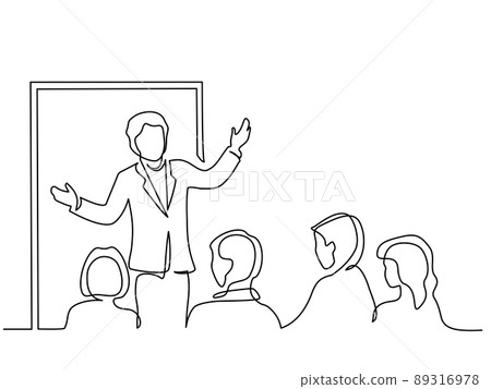 Man report to audience at meeting Man report to audience at meeting 89316978