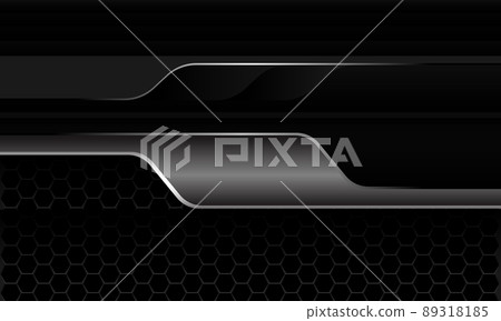 Abstract black silver metal geometric banner hexagon mesh pattern design modern futuristic technology background vector 89318185