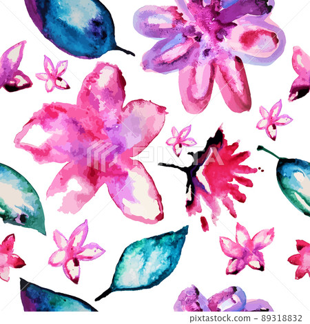 Seamless background watercolor flowers. Vector illustration 89318832