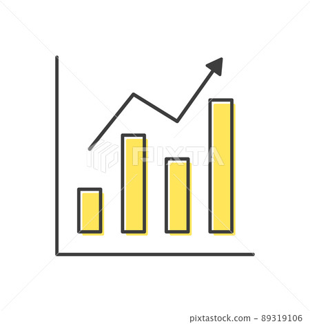 Arrows that rise while fluctuating and yellow bar graphs-Image material that increases, is in good shape, and fluctuates Arrows that rise while fluctuating and yellow bar graphs-Image material that increases, is in good shape, and fluctuates 89319106