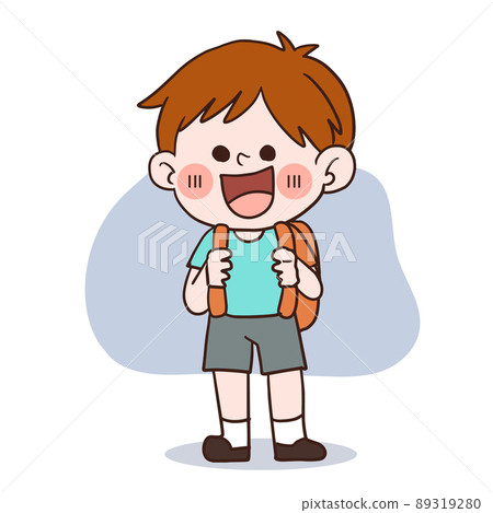 back to school concept.doodle art.A happy little boy going to school. vector cartoon character 89319280