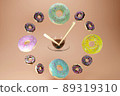 Colorful donuts and coffee 3d render 89319310