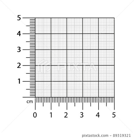 Corner ruler from on the graph grid paper. Corner ruler vector. Size indicators set isolated on background. Unit distances. Concept graphic element. Measuring scales 89319321