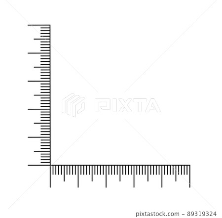 Corner ruler vector. Size indicators set isolated on background. Unit distances. Concept graphic element. Measuring scales. 89319324