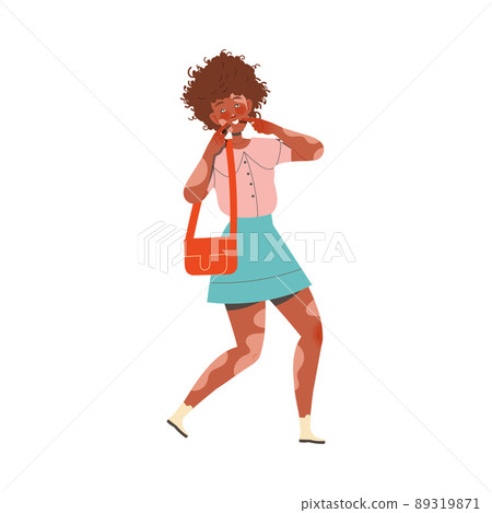 Woman Character with Vitiligo Showing Smile with Fingers as Hand Gesture Expressing Emotion with Body Language Vector Illustration Woman Character with Vitiligo Showing Smile with Fingers as Hand Gesture Expressing Emotion with Body Language Vector Illustration 89319871