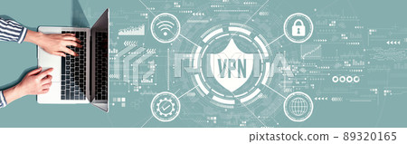 VPN concept with person using a laptop VPN concept with person using a laptop 89320165