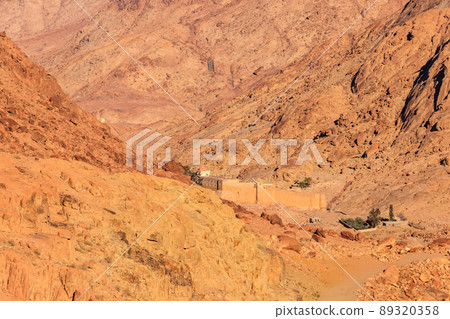 View of Saint Catherine's monastery (or Sacred Monastery of the God-Trodden Mount Sinai) in Sinai Peninsula, Egypt View of Saint Catherine's monastery (or Sacred Monastery of the God-Trodden Mount Sinai) in Sinai Peninsula, Egypt 89320358