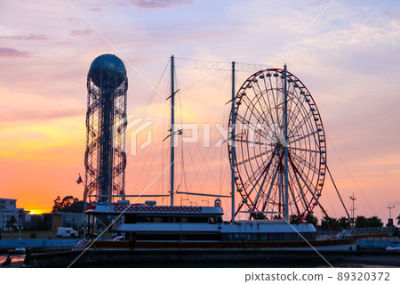 Batumi, Adjara, Georgia. View on the resort city at sunset 89320372