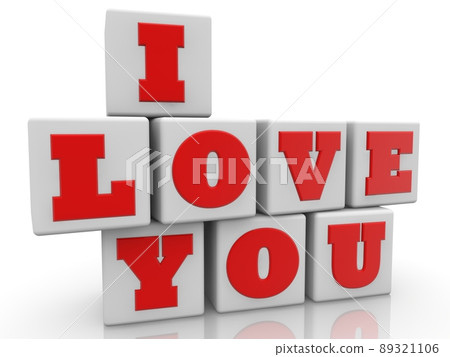 I love you concept on white toy blocks stacked on top of each other 89321106