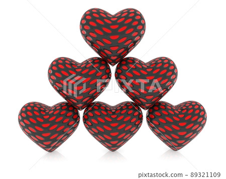 Pyramid of abstract hearts on a white background Pyramid of abstract hearts on a white background 89321109