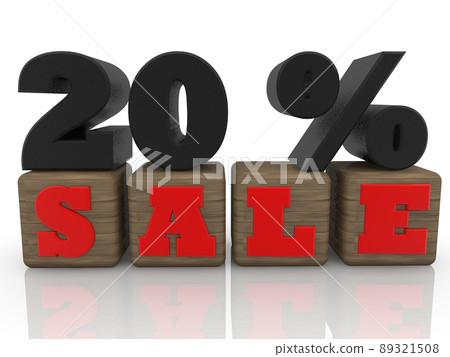 20% discount concept on white background made of rusted metal 89321508