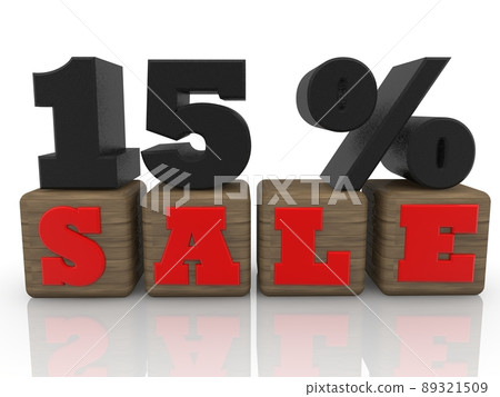 15% discount concept on white background made of rusted metal 89321509