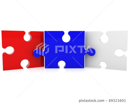 An abstract concept of three interconnected puzzle pieces in Russian national colors An abstract concept of three interconnected puzzle pieces in Russian national colors 89321601