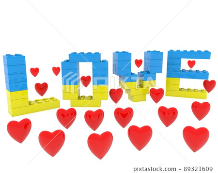 LOVE concept with a heart in the national colors of Ukraine 89321609