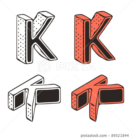Isometric letter k doodle vector illustration on white background. Stylized letters clip art. Isometric letter k doodle vector illustration on white background. Stylized letters clip art. 89321844