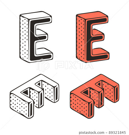 Isometric letter e doodle vector illustration on white background. Stylized letters clip art. Isometric letter e doodle vector illustration on white background. Stylized letters clip art. 89321845