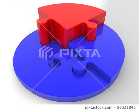 Abstract business chart of blue and red puzzle pieces Abstract business chart of blue and red puzzle pieces 89321848