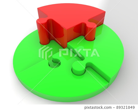 Abstract business chart of green and red puzzle pieces Abstract business chart of green and red puzzle pieces 89321849