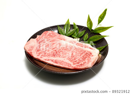Raw Kobe beef sirloin on a plate 89321912