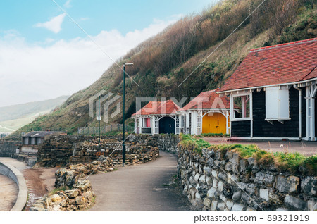 Old beach huts at Scarborough, UK Old beach huts at Scarborough, UK 89321919