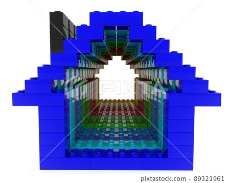Row construction of colored houses from toy bricks to white Row construction of colored houses from toy bricks to white 89321961