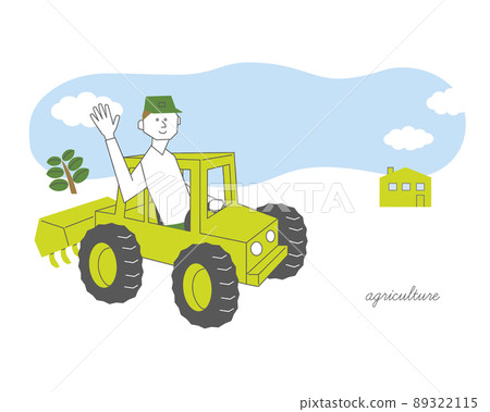 A person waving a rider on a tractor A person waving a rider on a tractor 89322115