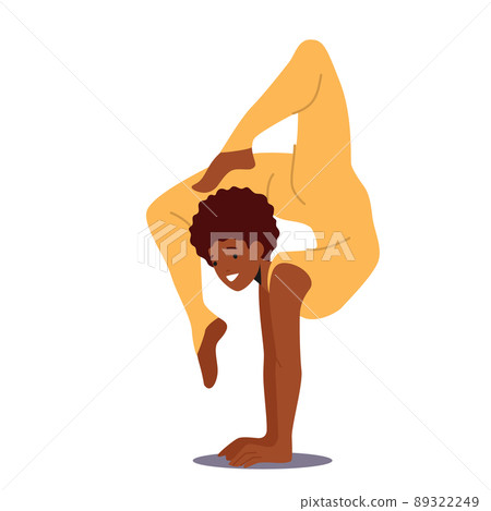 Circus Gymnast and Balancer Isolated Female Character. Acrobatics Woman Show Performance or Training. Girl Acrobat 89322249