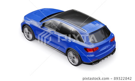 An expensive, ultra-fast sports SUV car for exciting driving in the city, on the highway and on the race track. 3D model of a blue car on a white isolated background. 3d rendering. An expensive, ultra-fast sports SUV car for exciting driving in the city, on the highway and on the race track. 3D model of a blue car on a white isolated background. 3d rendering. 89322842