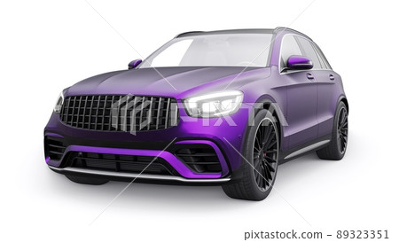 An expensive, ultra-fast sports SUV car for exciting driving in the city, on the highway and on the race track. 3D model of a purple car on a white isolated background. 3d rendering. An expensive, ultra-fast sports SUV car for exciting driving in the city, on the highway and on the race track. 3D model of a purple car on a white isolated background. 3d rendering. 89323351