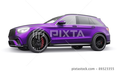 An expensive, ultra-fast sports SUV car for exciting driving in the city, on the highway and on the race track. 3D model of a purple car on a white isolated background. 3d rendering. An expensive, ultra-fast sports SUV car for exciting driving in the city, on the highway and on the race track. 3D model of a purple car on a white isolated background. 3d rendering. 89323355