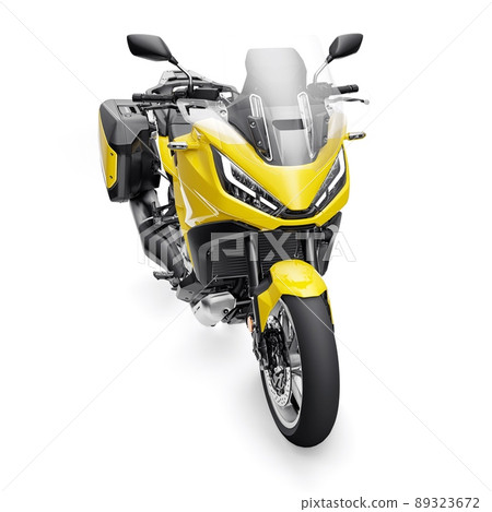 Tokyo, Japan. April 29, 2022: Honda NT1100. yellow motorcycle on a white background, designed for convenient urban movement. 3d illustration 89323672