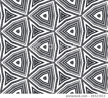 Exotic seamless pattern. Black symmetrical kaleidoscope background. Summer swimwear exotic seamless design. Textile ready exotic print, swimwear fabric, wallpaper, wrapping. 89323913