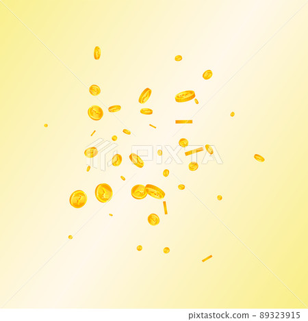 Indian rupee coins falling. Classy scattered INR coins. India money. Breathtaking jackpot, wealth or success concept. Vector illustration. 89323915