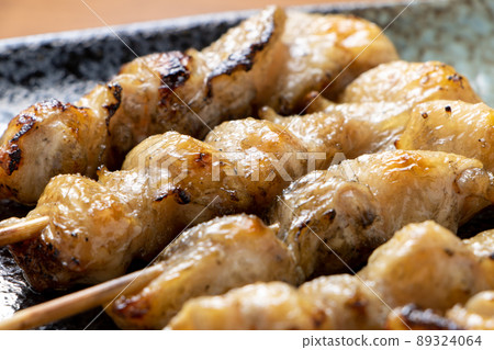 An assortment of yakitori (salt-yaki) platters with a focus on Bonji skewers. An assortment of yakitori (salt-yaki) platters with a focus on Bonji skewers. 89324064