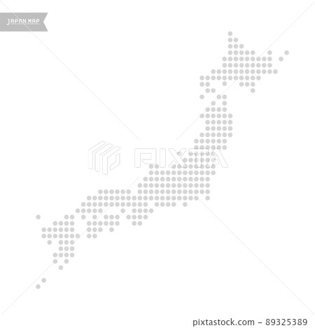Map of Japan drawn with dots: Simple light gray Japanese archipelago 89325389