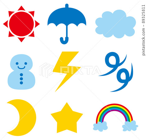 Simple and cute icon illustration set often used in weather forecasts White background vector clip art Simple and cute icon illustration set often used in weather forecasts White background vector clip art 89325811