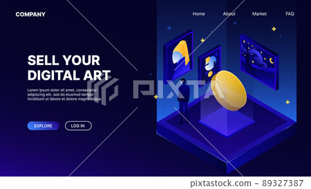 Marketplace for Digital Art. Landing Web Page for NFT Collections 89327387