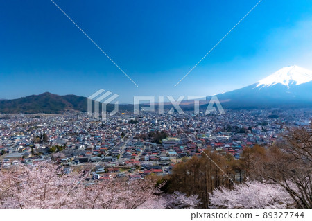 日本富士山、櫻花和五層塔 89327744
