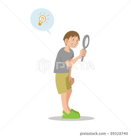 Children observing with a magnifying glass Children observing with a magnifying glass 89328740