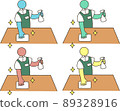 Stickman disinfecting desk with alcohol 89328916
